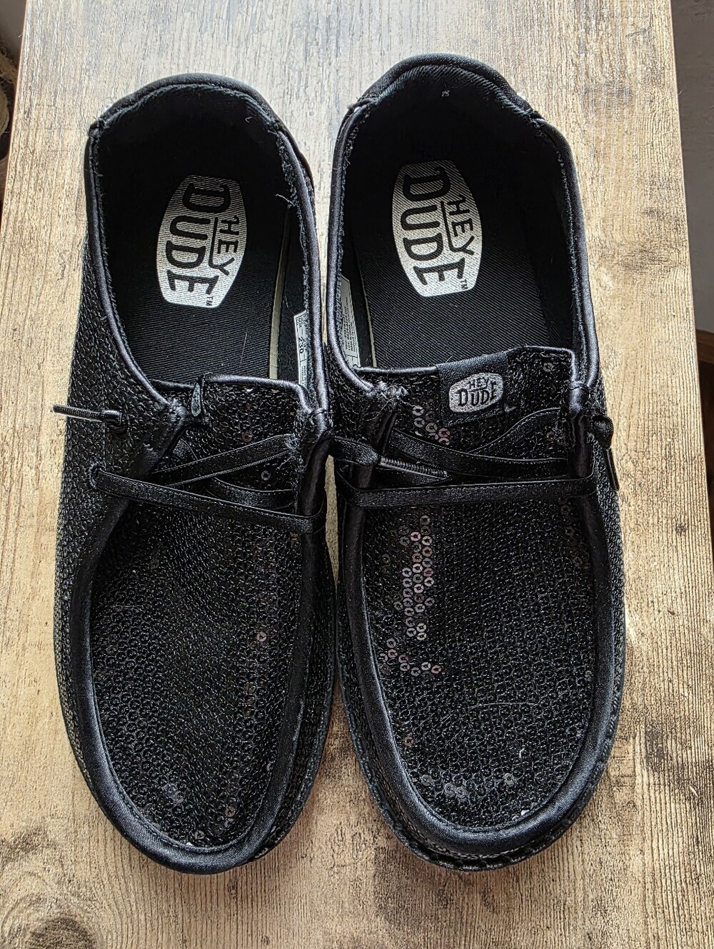 Hey Dude Wendy Disco Sequin – Black | Women's Size 7 (EU 38)